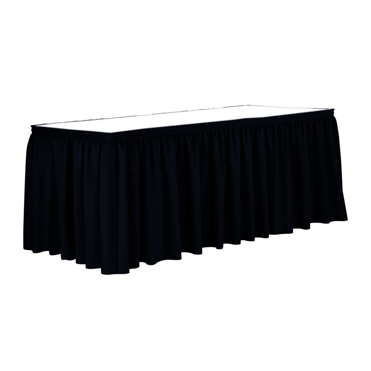 Ultimate Textile 7 Ft. Shirred Pleat Polyester Table Skirt - 42" Bar Height, Cobalt Blue