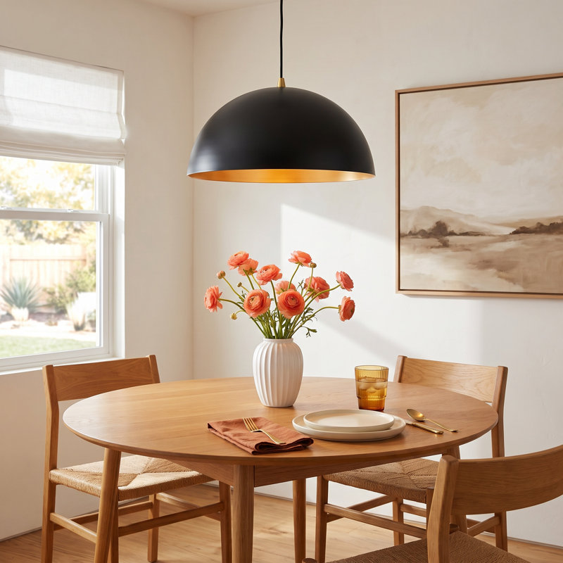 Carsley 1 - Light Lacquered Brass Pendant, Black