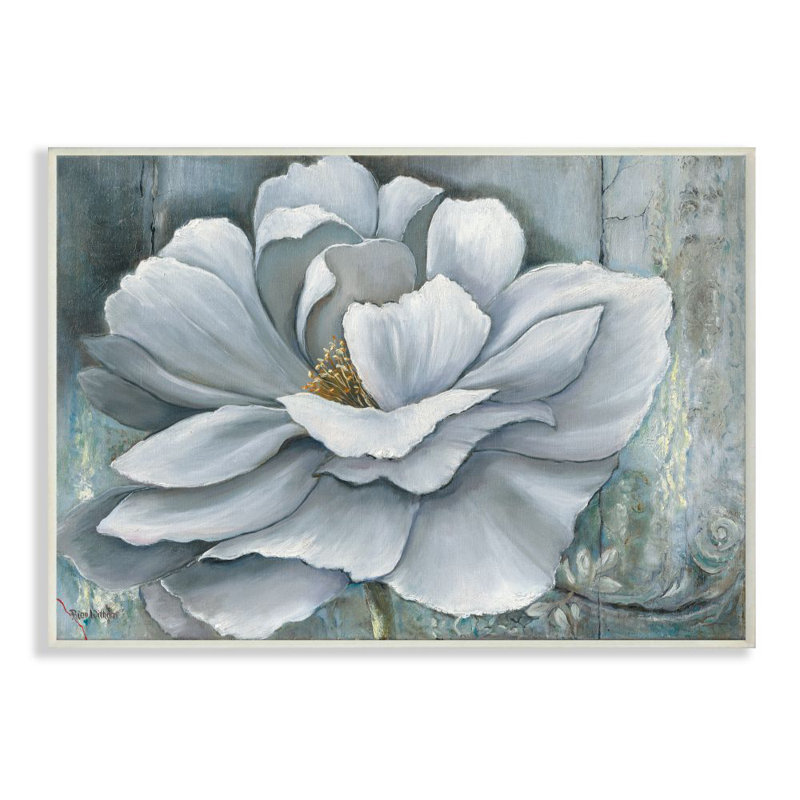 «Blue Flower Bloom» par Heinz Schollehammer, reproduction d'art, H 13 po x l 19 po x P 0,5 po, Plaque murale