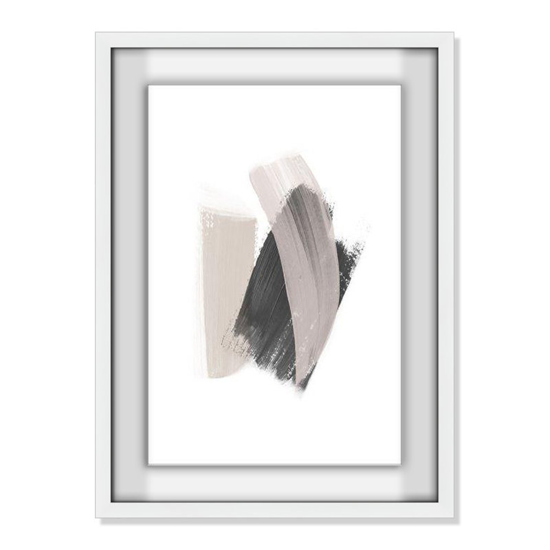 Alabaster Strokes - Peinture encadrée, Cadre blanc satiné, H 1,25 po x l 23 po x P 1,25 po