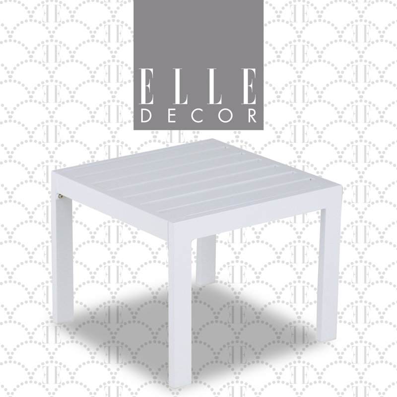 Elle Decor Paloma Outdoor Weather-Resistant Metal Frame Side Table, White