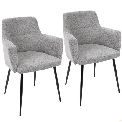 Contemporary Dining/Accent Chair In Black With Grey Fabric  - Set Of 2