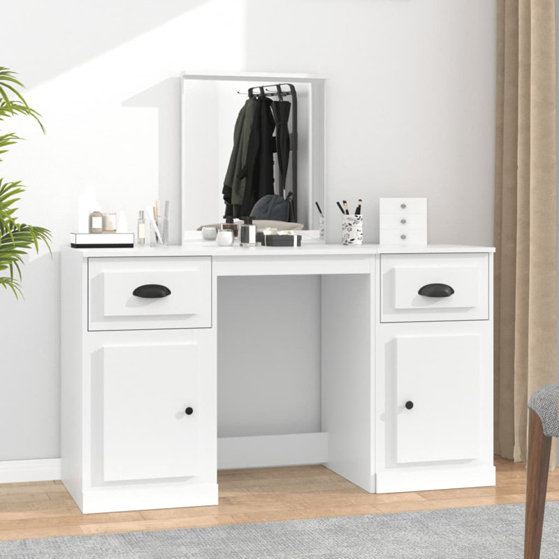 Alfeu Dressing Table with Mirror, White