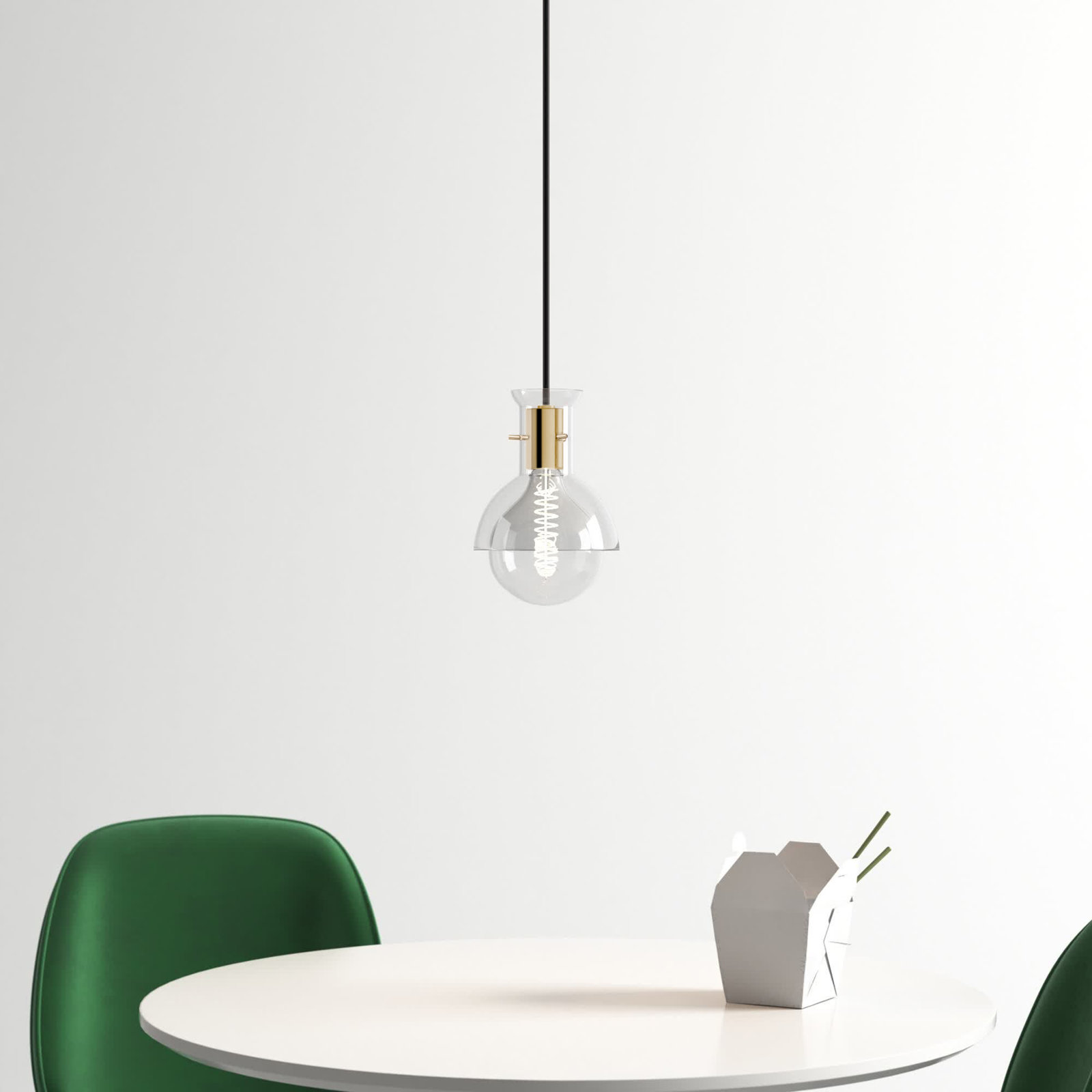 Luke Single Light Glass Dimmable Pendant, Aged Brass