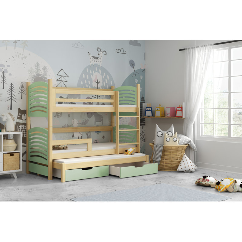 Kal-el European Toddler (80 X 180cm) Bunk Bed with Storage Included with Built-in Ladder Included with Trundle Included
