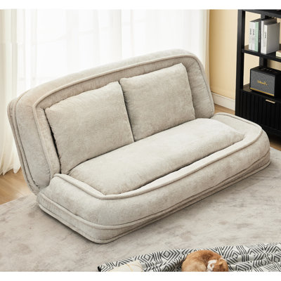 Vidéo pour lit double pour chien paresseux pour lire et travailler Très grand canapé-lit à 5 positions en chenille beige réglable