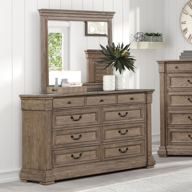 Commode 9 tiroirs avec miroir Blackeo