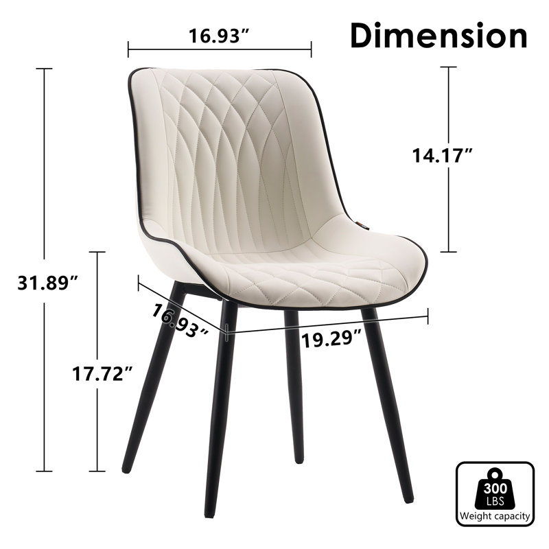 Modern Dining Chairs Faux Leather Upholstered Kitchen Chairs Side Chair With Metal Legs, White