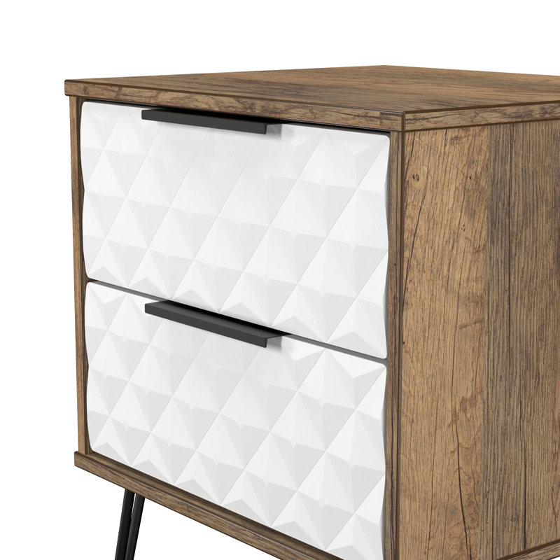 Harlequin 45cm W Manufactured Wood Bedside Table, White/Brown