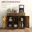 Buffet Homcom avec comptoir en bois massif, armoire de cuisine moderne, armoire à café avec 3 tiroirs, portes et tablette réglable, brun rustique-1006768020