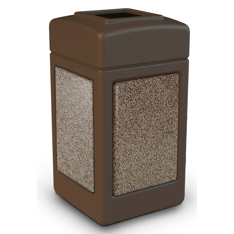 Poubelle® 42 gallons StoneTec, Brun avec bleu-gris