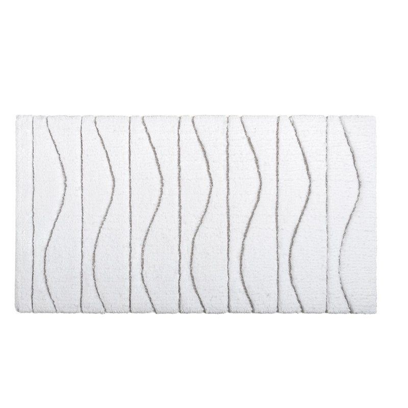 Opera Abstract Bath Rug, White, 24" W x 39" L