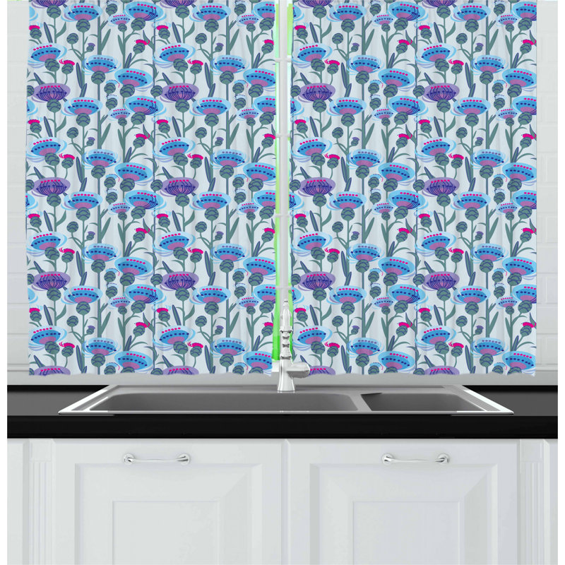Floral Tailored Kitchen Curtain