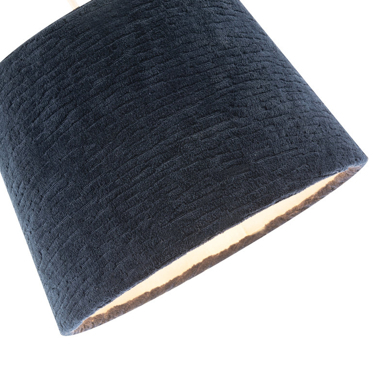 Thick Lined Textured Velvet Lamp Shade With Satin Inner By Happy Homewares, Blue