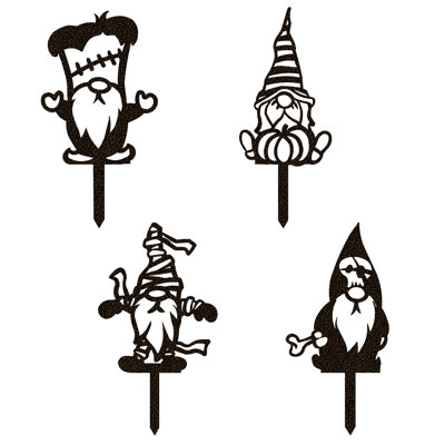 Ensemble de 4 gnomes de jardin d'Halloween en métal pour l'extérieur de Halloween