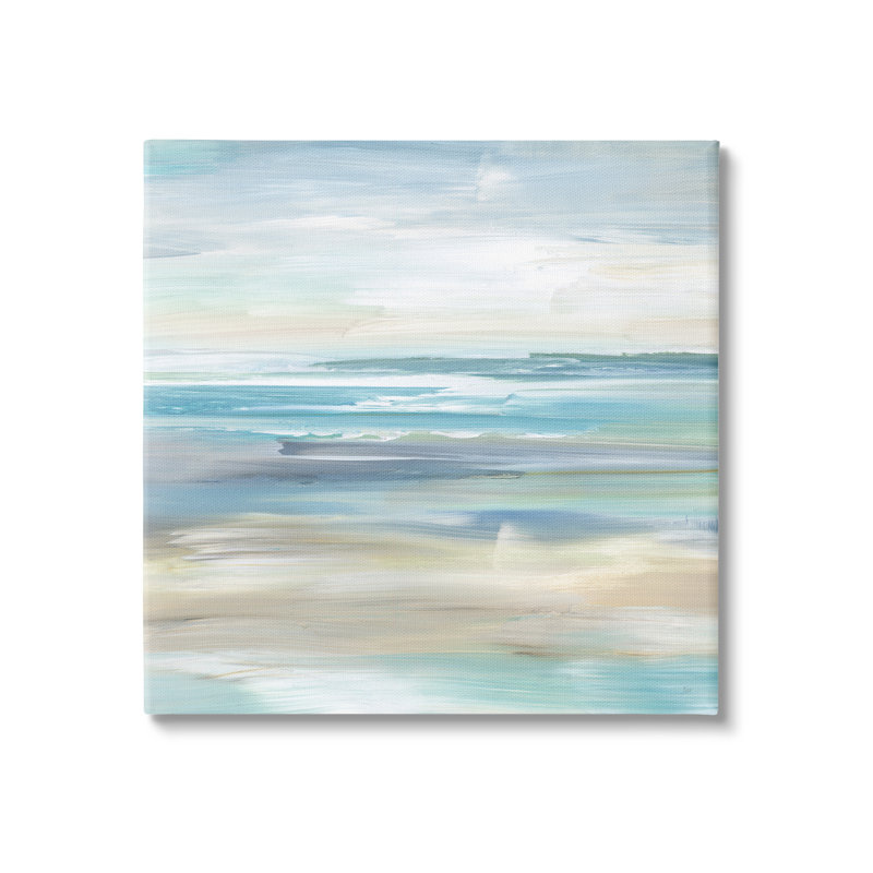 Au-406-Toile, "Abstrait nautique sur la plage" par Nan, peinture, H 17 po x l 17 po x P 1,5 po