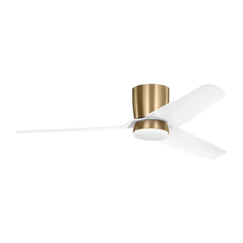 Hentz Indoor Ceiling Fan with Matte White ABS blades and Handheld Remote, Satin Brass/Matte White