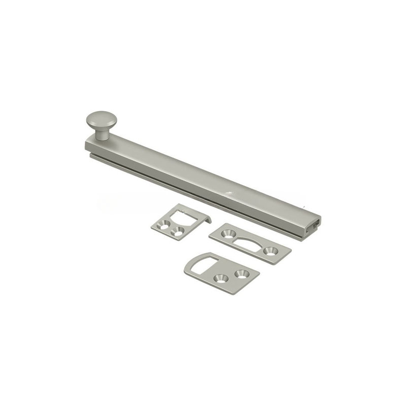 Deltana 6SBCS26 6" Surface Bolt, Concealed Screw, HD in Polished Chrome, Brushed Nickel