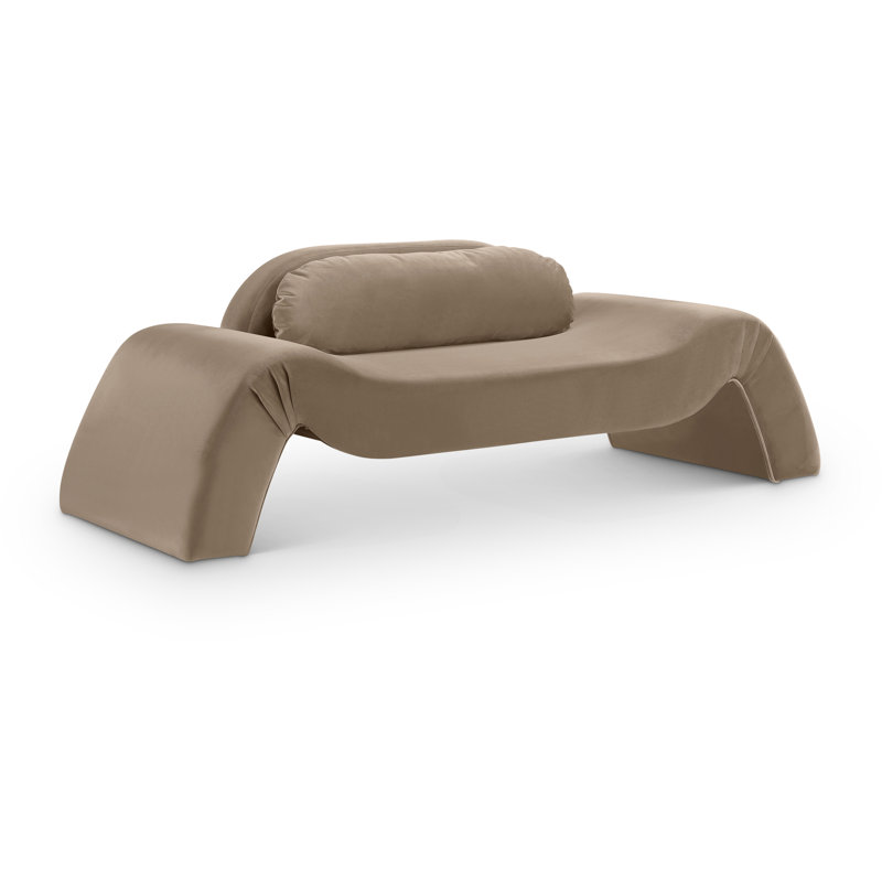 Causeuse Austin, Velours taupe, 29.5" H x 87.5" W x 34" D