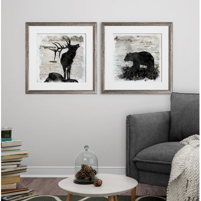 " Birchbark Elk & Bear " 2 - Pieces