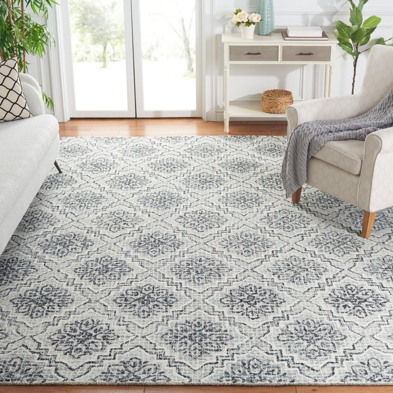 Abstract Hand Tufted Wool, Cotton Geometric Rug, Rectangle 8' x 10'