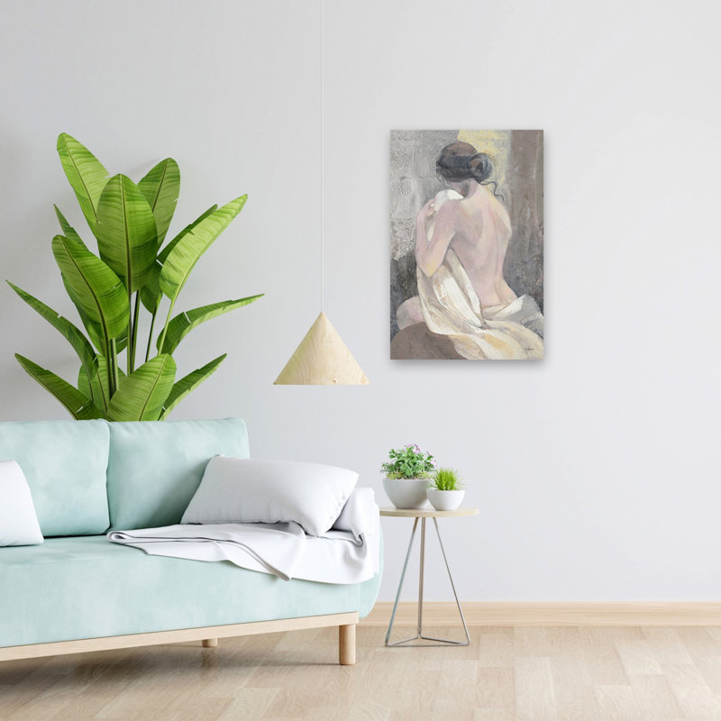 Couverture traditionnelle grise blanche After The Bath II, H 24 po x l 16 po