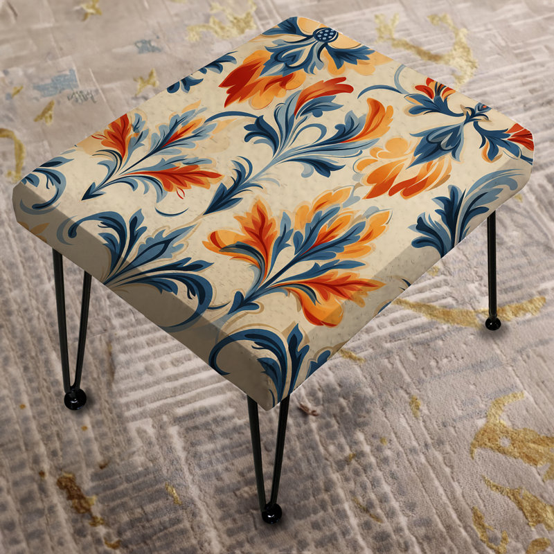 Orange And Blue Ikat Facade Splendor - Ikat Rectangle Ottoman