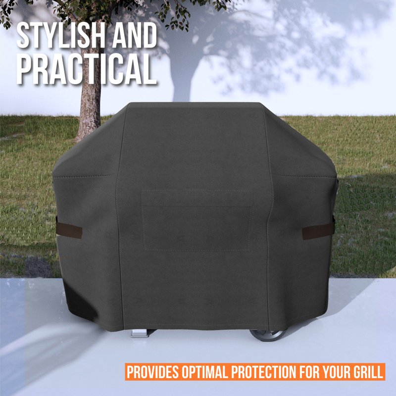 Weatherproof Heavy Duty BBQ Grill Cover, 58" W x 44" D x 24" H, Black