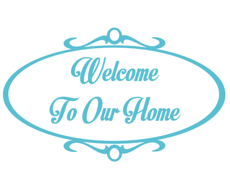 Décalcomanie murale welcome to home, H 36 po x l 60 po x P 0,01 po, Bleu geyser