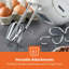 GEEPAS 150W Hand Mixer - Electric Whisk, Handheld Food Collection Cake Mixer for Baking - 7 Speed Turbo & Eject Button, Stainless Steel Beaters & Dough Hooks for Whipping Cream Dough Egg Beater