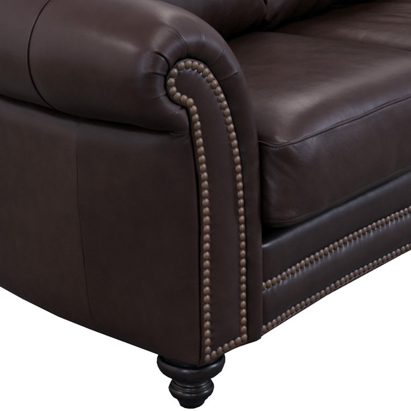 Fauteuil club 46 po Stephie, Cuir véritable espresso Brompton