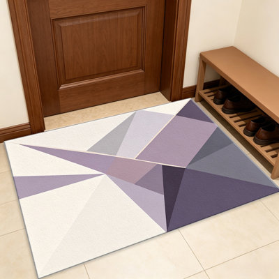 Tapis triangulaires mauves pour le salon, doux et confortable, adapté à toutes les saisons, facile à entretenir, tapis de sol intérieur lavable à la machine, sous la table de ferme convenant à la chambre à coucher, à la salle à manger, au bureau, au balcon, au patio