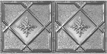 Victorian 48.5'' L x 24.5'' W Tin Glue Up Ceiling Tile In Shiny Silver