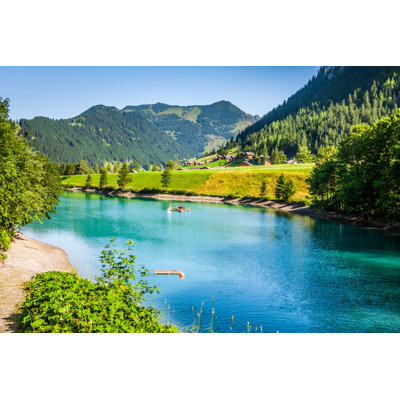 Steg, Malbun in Lichtenstein, Europe - Wrapped Canvas Rectangle Print