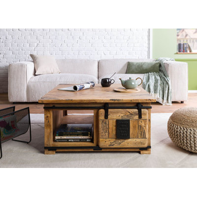 Solid Wood 4 Legs Coffee Table with Storage