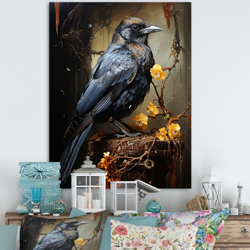 Noir «Black Shadows Cast A Mysterious Ambiance», impressions sur toile d'oiseaux, H 32 po x l 24 po x P 1 po, Toile tendue