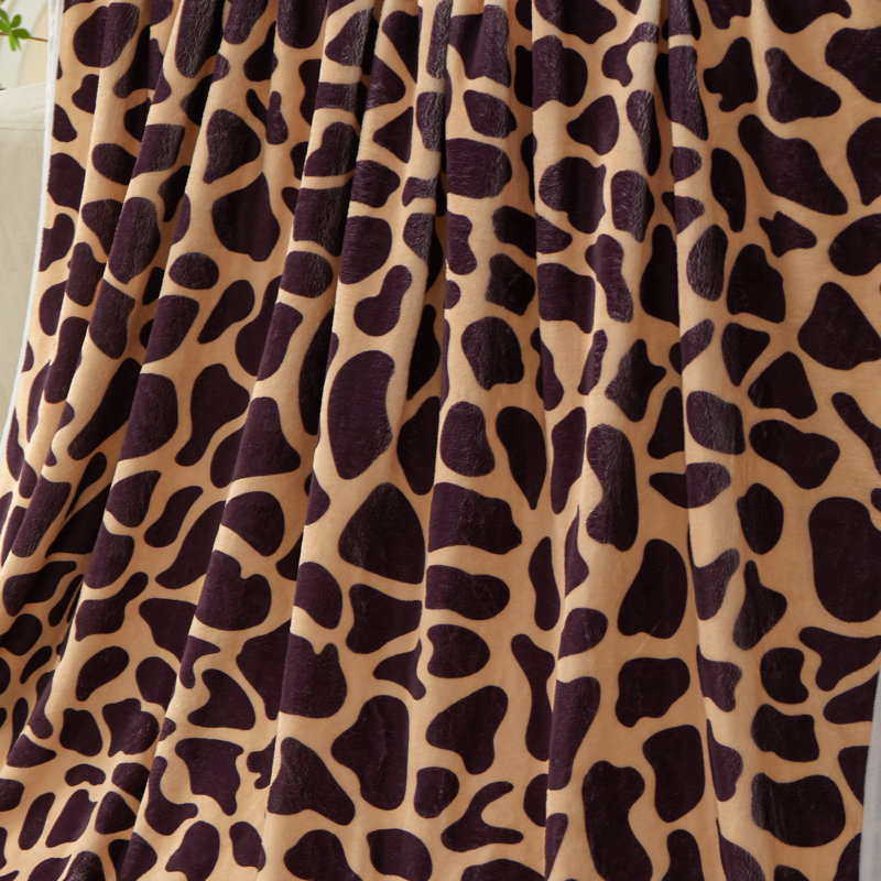 Leopard Print Brown Flannel Fleece Blanket, Ultra-Soft and Cozy, 80"x60"