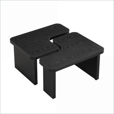 Table basse amovible en MDF noir pour salon / jardin, peu encombrant Facile à nettoyer