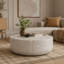 Table basse d'intérieur ronde 35,63 ", table basse centrale à grain de bois moderne, table robuste MGO imperméable et sans assemblage pour patio, jardin, cour