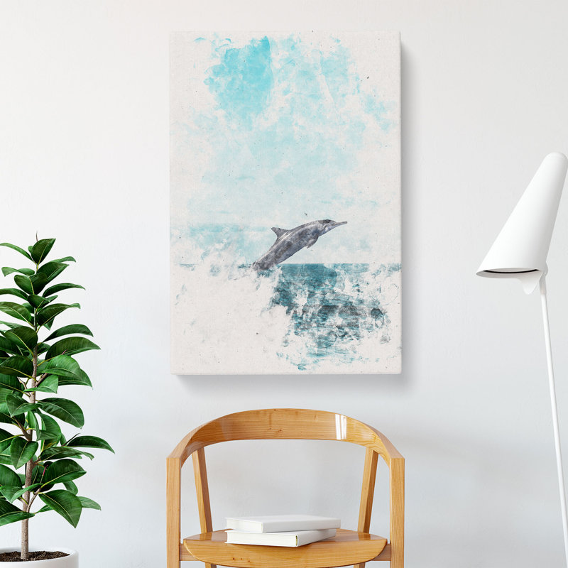 Jumping Dolphin - Wrapped Canvas, 76cm H x 45cm W x 4cm D