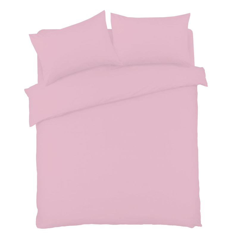 Polyester No Pattern Duvet Cover Set with Pillowcases Included, Single Duvet Cover Set + 2 Pillowcases, Pink