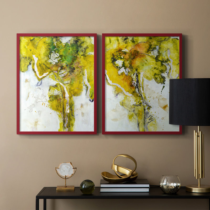 Impression encadrée Golden Foliage I-Premium - prête à être accrochée - aucun clou requis - aucun clou requis, Rouge