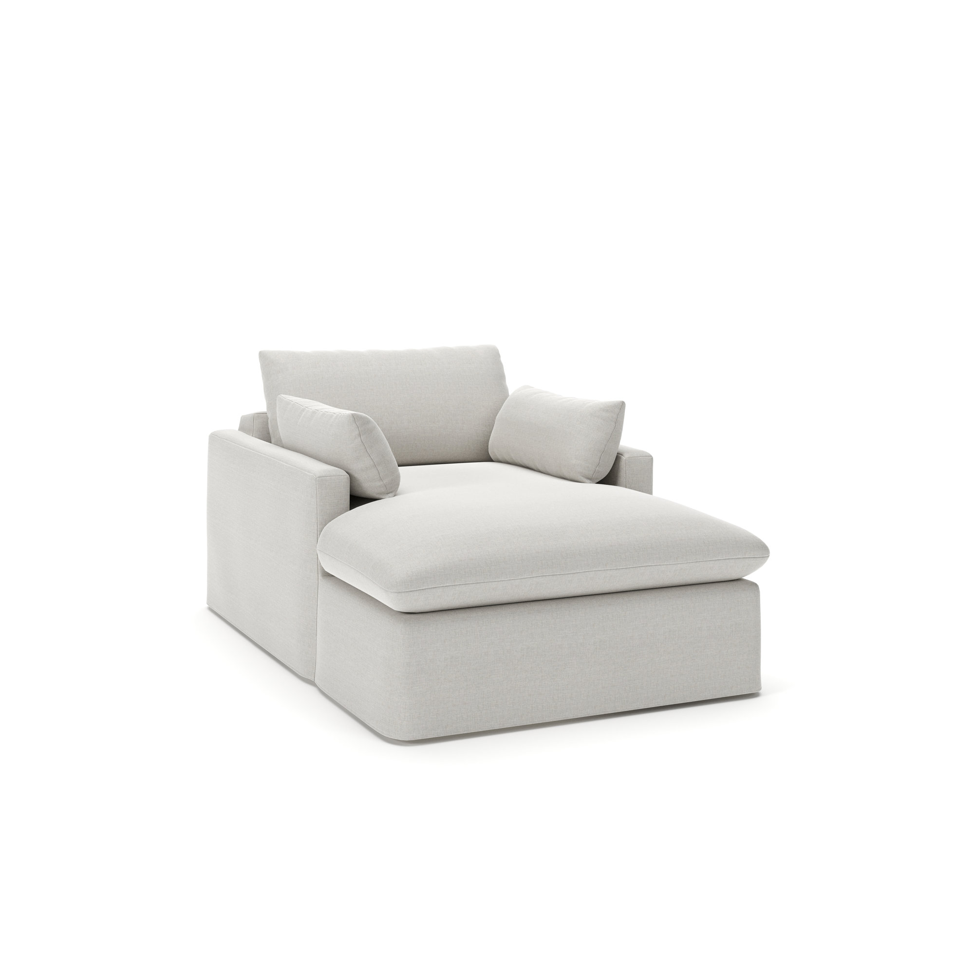 Luna Slipcovered Chaise, Drusky Ivory Sustain® Basketweave