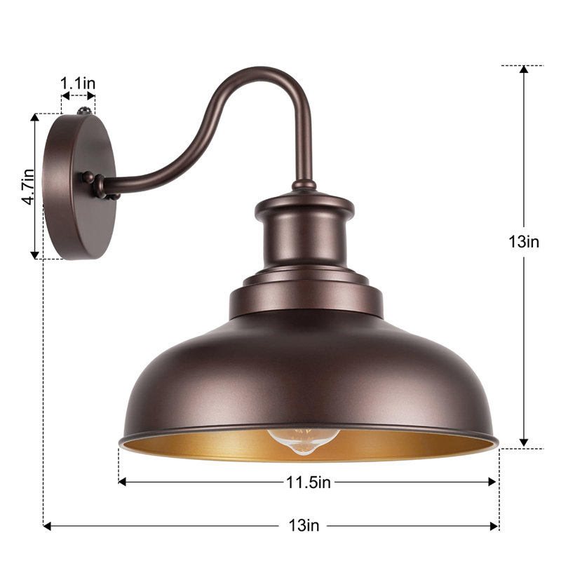 Dusk to Dawn Outdoor Gooseneck Rustic Barn Wall Lantern (Bulbs not Included), Gold