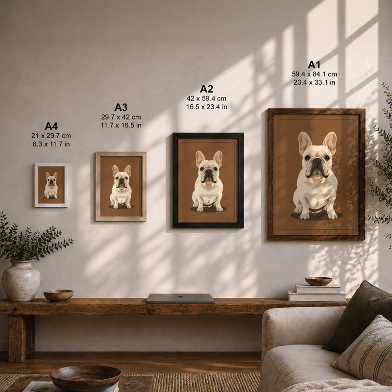 Dignified Bulldog Modern - Framed Print, Unframed, A3 - 42.0 x 29.7 cm