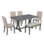 Ensemble de table de salle à manger 6 pièces avec 4 chaises rembourrées et banc