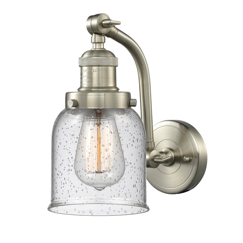 Applique murale 1 lumière 5 po Bell, Ampoule à DEL rétro de 6 watts, Grainé, Nickel satiné brossé