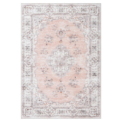 Boho Luxurious Vintage Floral Printed Area Rug Living Room Washable Stain Resistant Durable Carpet Bedroom Erasable Non-Shedding Soft Floor Mat Bedside Rug Farmhouse Decor