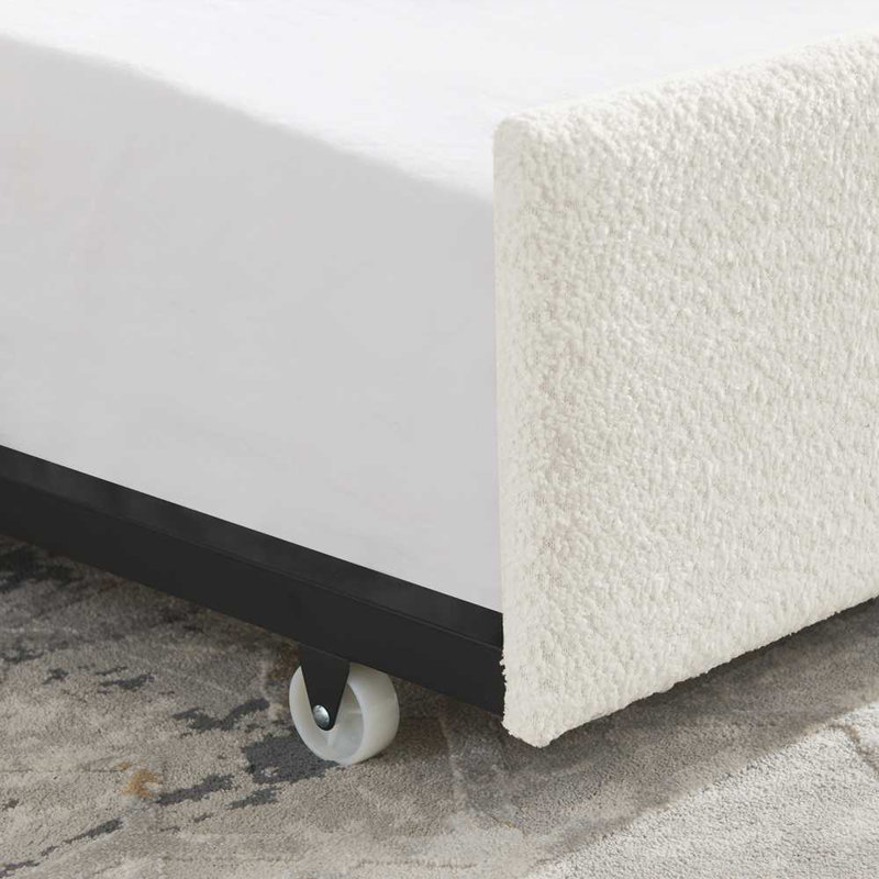 Daybed With Trundle, Upholstered Sofa Bed, Modern Bed Frame, Full/Double, Beige