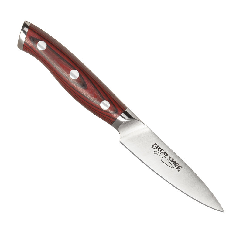 Crimson Series 3.5-Inch Silver Carbon Paring Knife with Ergonomic Handle